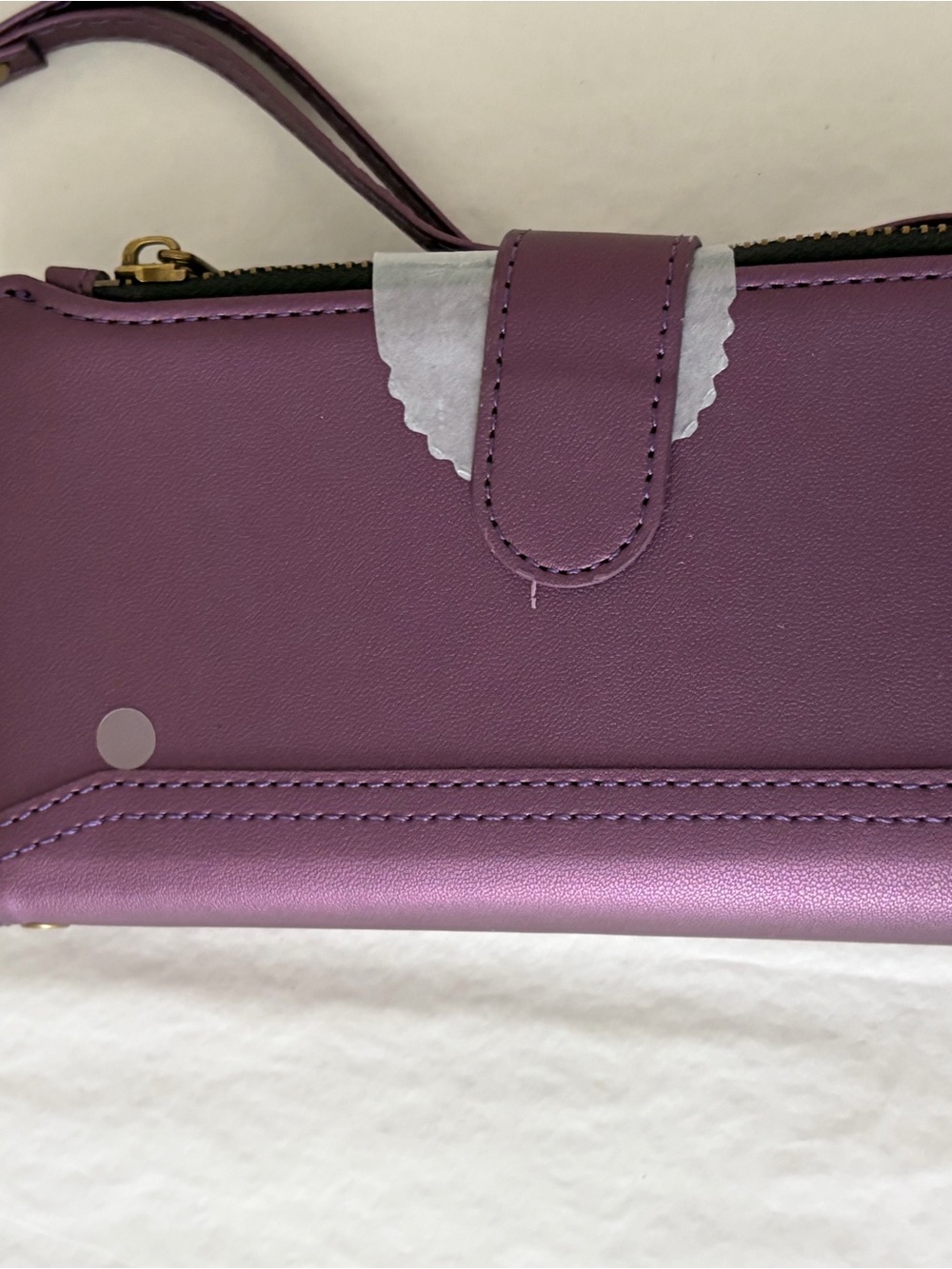Purple Faux Leather Wristlet or crossbody Clutch with Wrist Strap